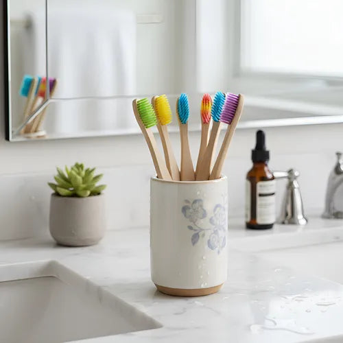 Cepillos de dientes de bambú biodegradable, sostenible Pack Pareja 2 piezas