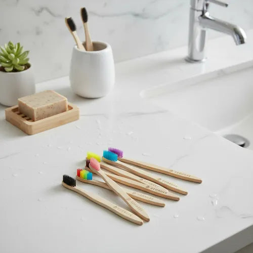 Cepillos de dientes de bambú biodegradable, sostenible Pack Pareja 2 piezas