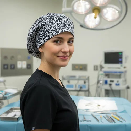 Gorro Quirúrgico Elegante Barroco Doctor Enfermeras Estampado Artesanal