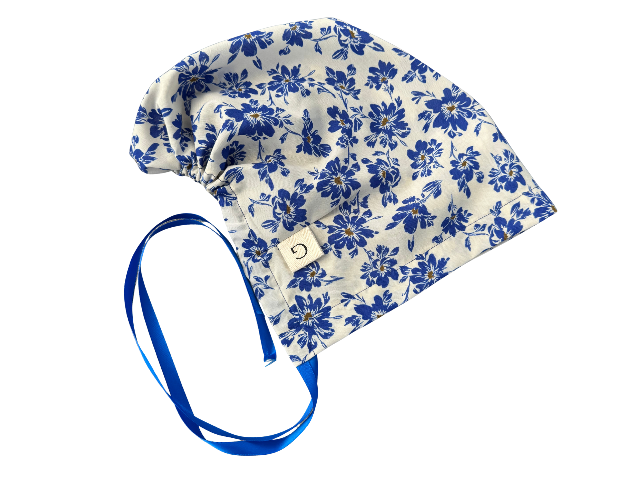 Gorro Quirúrgico Flores Azules Doctor Enfermeras Estampado Artesanal