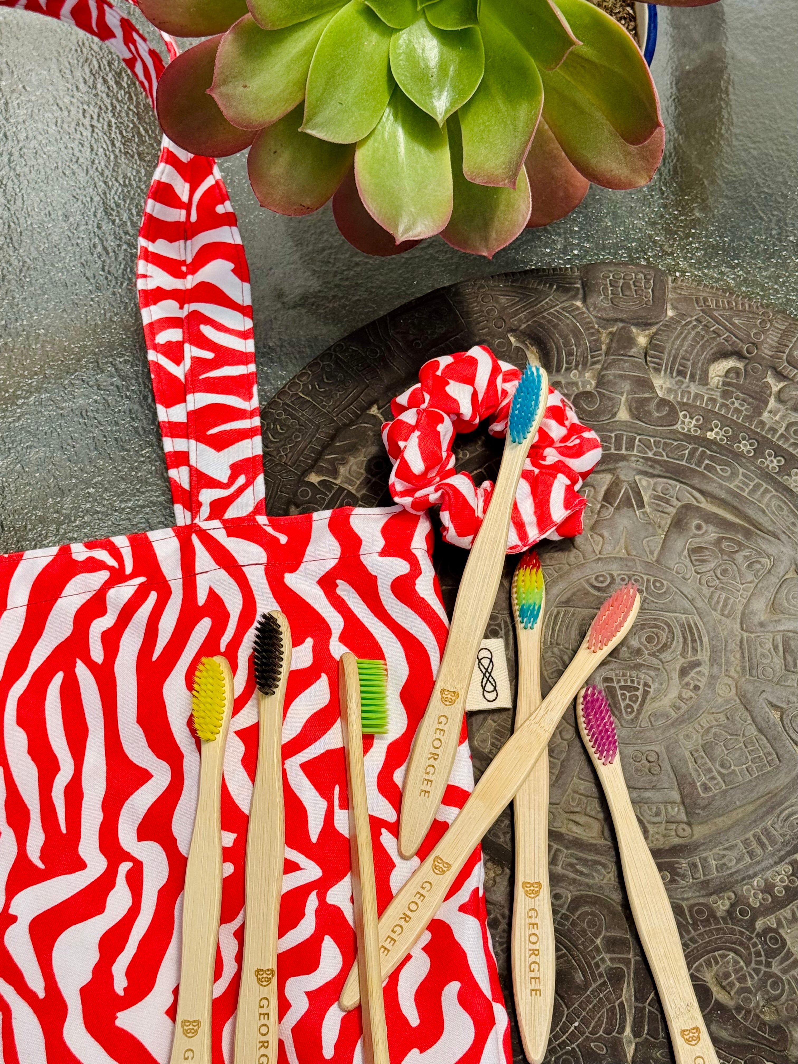 Set Tote Orange Zebra- Colección Animal Print