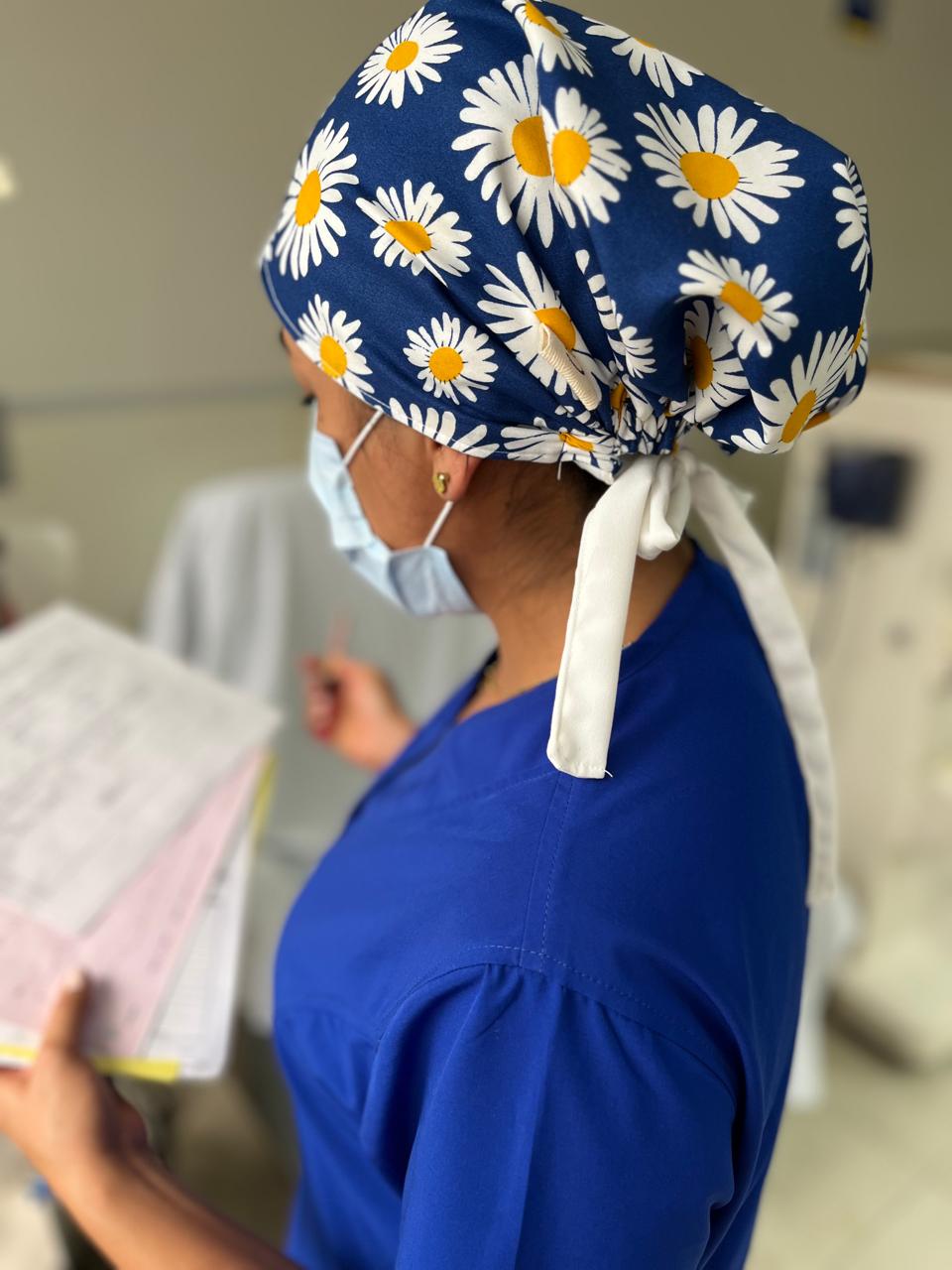 Gorro Quirúrgico Margaritas Doctor Enfermeras Estampado Artesanal