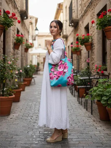 Bolso Tote Bag "Rosas Mexicanas" - Edición Jardín Tropical