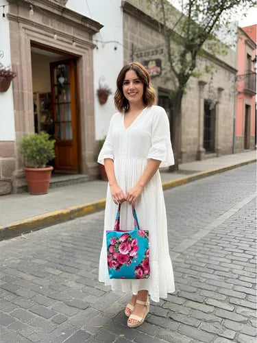 Bolso Tote Bag "Rosas Mexicanas" - Edición Jardín Tropical