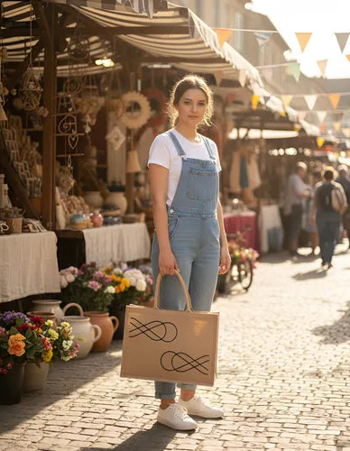 Bolso Tote Bag Artesanal Infinitos Yute Reforzado
