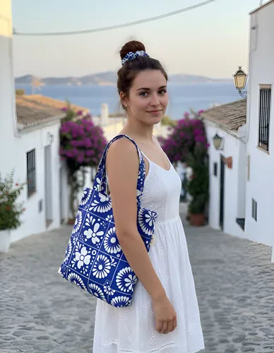 Bolsa Tote Bag "Talavera Azul" - Edición Artesanía Mexicana