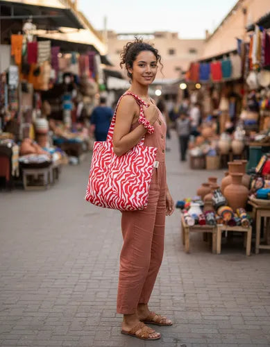 Set Tote Orange Zebra- Colección Animal Print